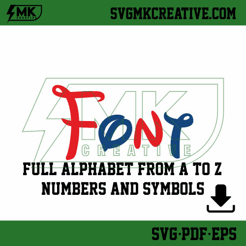 Disney font SVG vector,  Alphabet, Numbers, Symbols