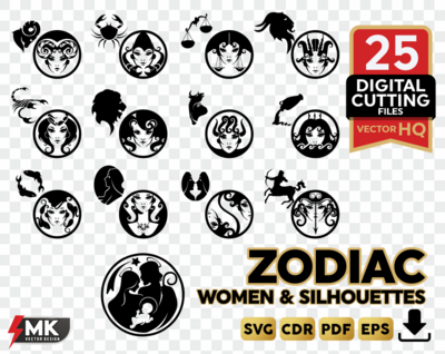 ZODIAC WOMEN SVG Silhouette Clipart