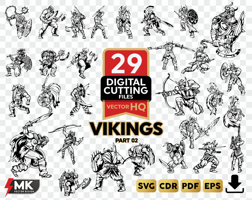 VIKINGS SVG #02, Silhouette clipart, CDR, PDF, EPS, Vector