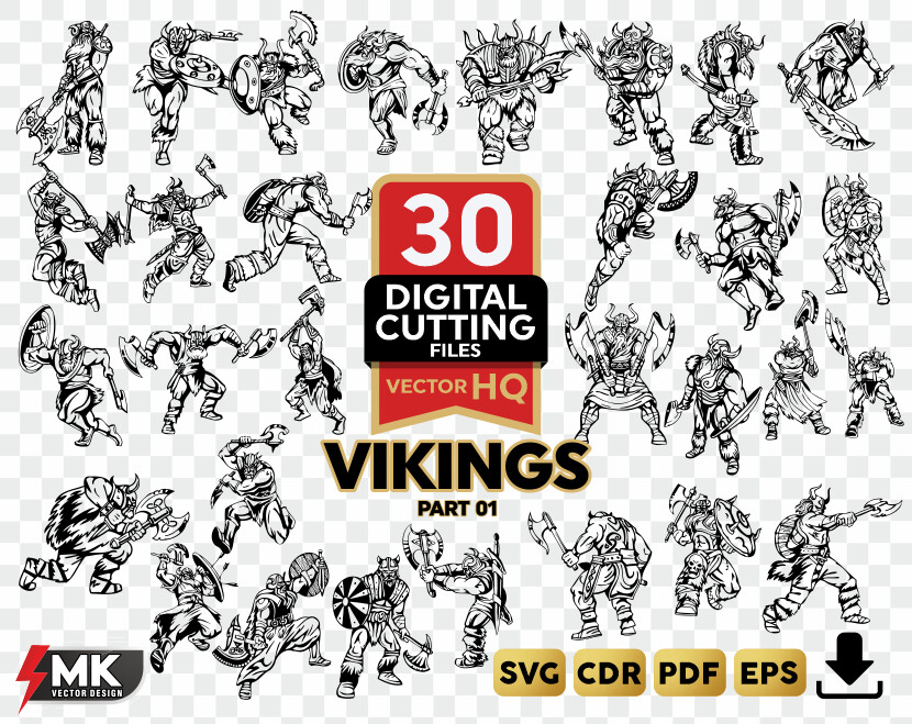 VIKINGS SVG #01, Silhouette clipart, CDR, PDF, EPS, Vector