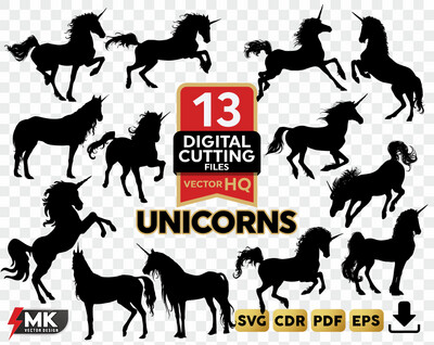 UNICORNS SVG Silhouette Clipart