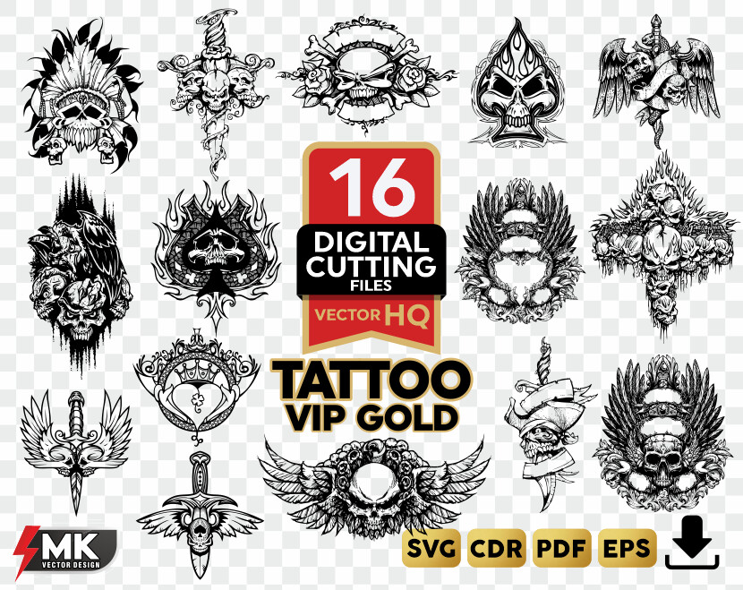 TATTOO SVG, Silhouette clipart, CDR, PDF, EPS, Vector