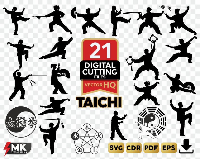 TAICHI SVG, Silhouette clipart, CDR, PDF, EPS, Vector