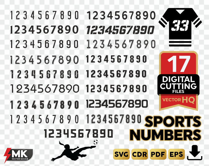 SPORT NUMBERS SVG, Silhouette clipart, CDR, PDF, EPS, Vector