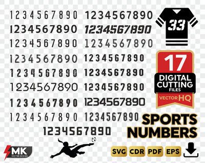 SPORT NUMBERS SVG Silhouette Clipart