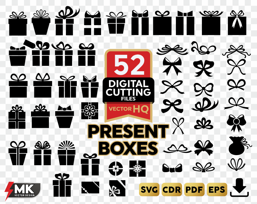 PRESENT BOXES SVG, Silhouette clipart, CDR, PDF, EPS, Vector