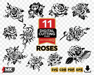 Roses SVG Silhouette Clipart