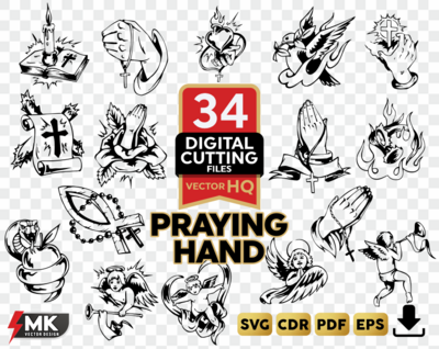 Praying Hand SVG Silhouette Clipart