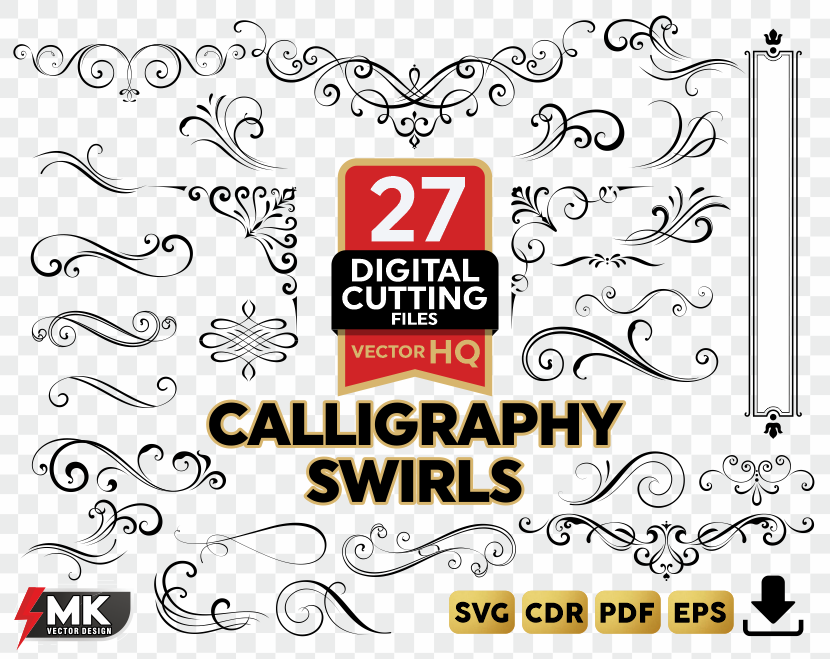 ORNAMENTS CALLIGRAPHY SWIRLS SVG, Silhouette clipart, CDR, PDF, EPS, Vector