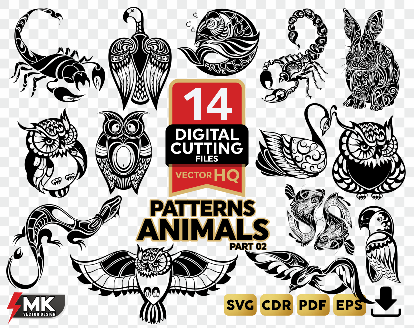 PATTERNS ANIMAL #02 SVG, Silhouette clipart, CDR, PDF, EPS, Vector