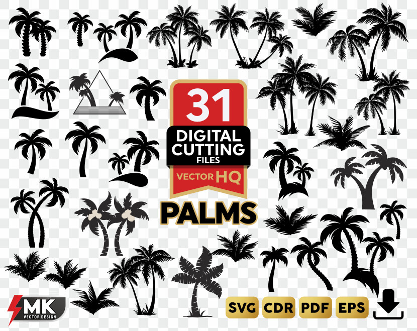 PALMS SVG, Silhouette clipart, CDR, PDF, EPS, Vector
