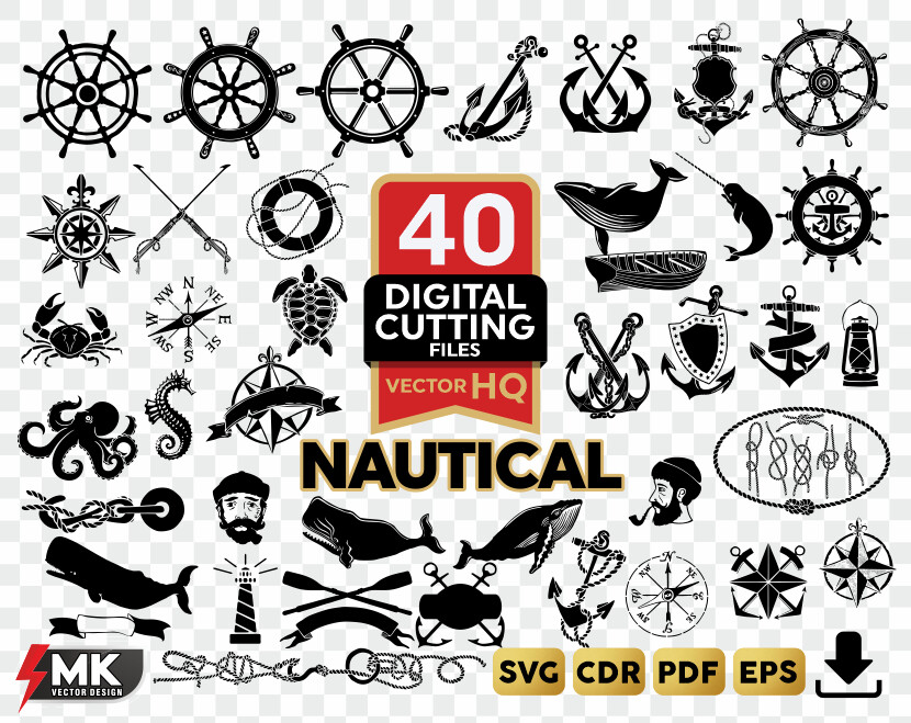 NAUTICAL SVG, Silhouette clipart, CDR, PDF, EPS, Vector