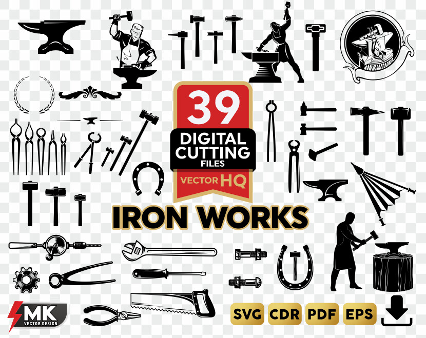 IRON WORKS SVG, Silhouette clipart, CDR, PDF, EPS, Vector