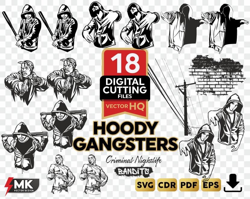GANGSTER SVG, Silhouette clipart, CDR, PDF, EPS, Vector