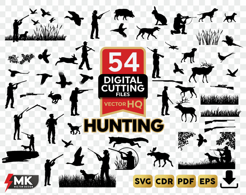 HUNTING SVG, Silhouette clipart, CDR, PDF, EPS, Vector