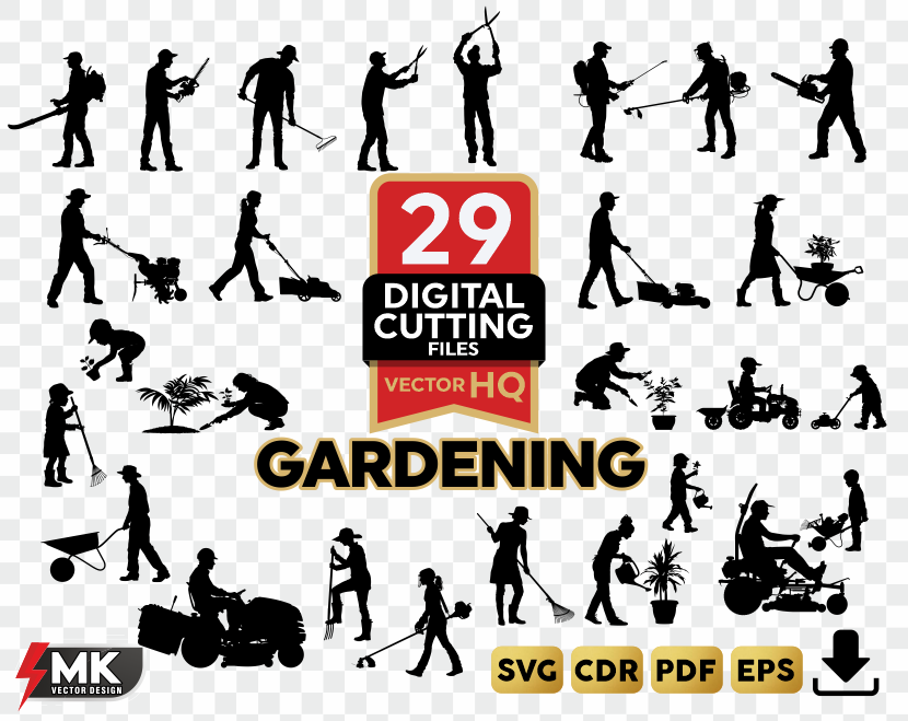 GARDENING SVG, Silhouette clipart, CDR, PDF, EPS, Vector