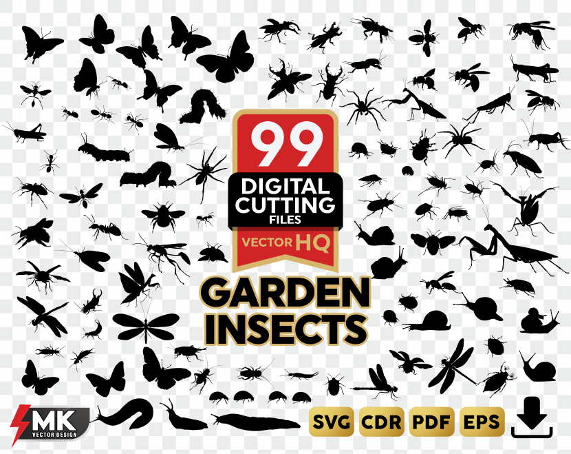GARDEN INSECT SVG, Silhouette clipart, CDR, PDF, EPS, Vector