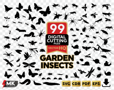 Garden Insect SVG Silhouette Clipart Vector