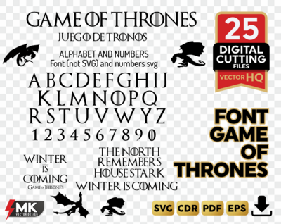 Game of Thrones Alphabet SVG Silhouette Clipart Vector
