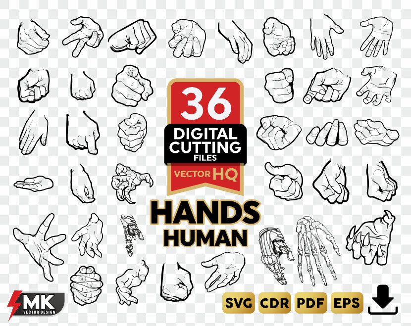 HANDS HUMAN SVG, Silhouette clipart, CDR, PDF, EPS, Vector