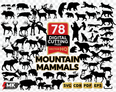 Mountain Mammals SVG Silhouette Clipart
