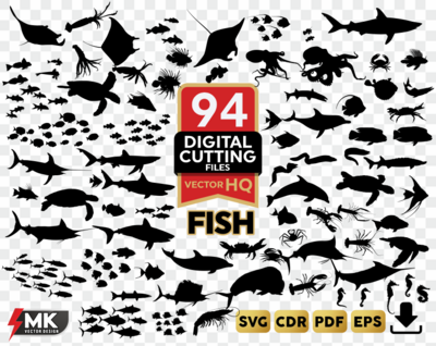Fish SVG Silhouette Clipart Vector