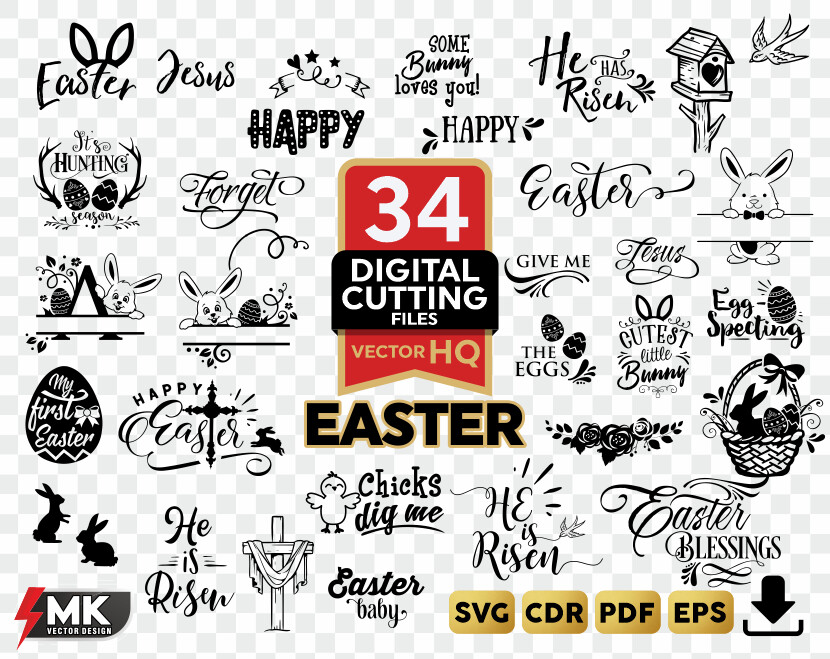 EASTER SVG, Silhouette clipart, CDR, PDF, EPS, Vector