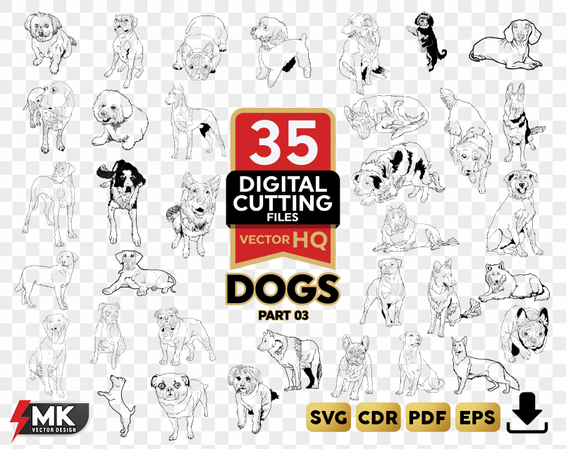DOGS SVG #03, Silhouette clipart, CDR, PDF, EPS, Vector