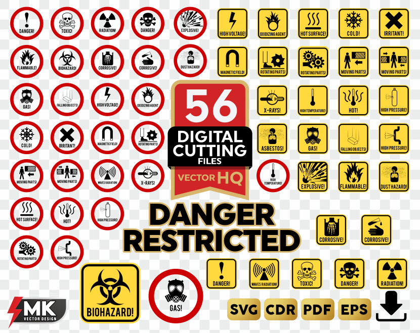 DANGER RESTRICTED SIGNS SVG, Silhouette clipart, CDR, PDF, EPS, Vector