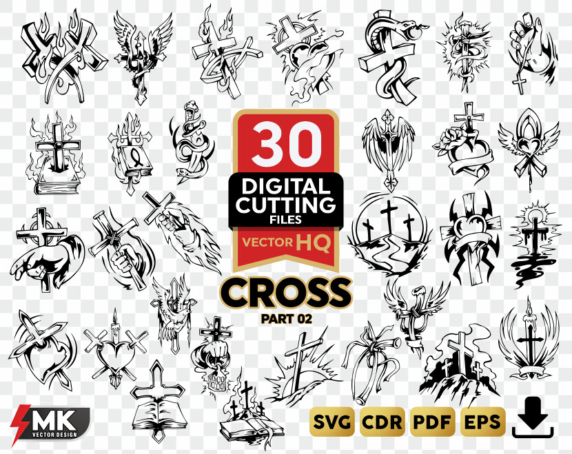 CROSS SVG #02, Silhouette clipart, CDR, PDF, EPS, Vector