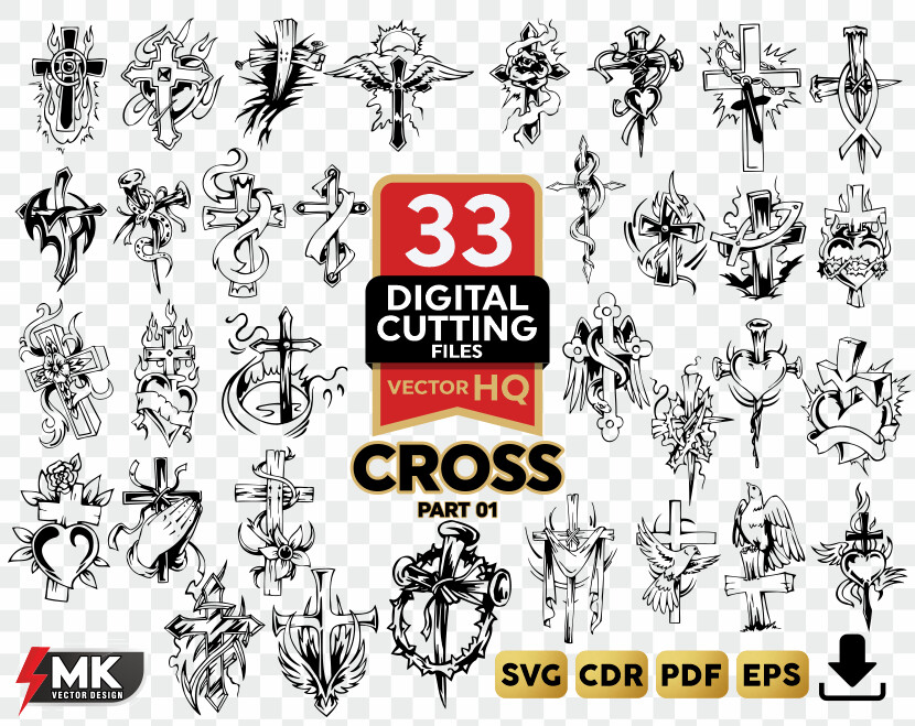 CROSS SVG #01, Silhouette clipart, CDR, PDF, EPS, Vector