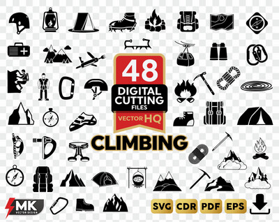 CLIMBING SVG, mountaineering svg,Silhouette clipart, CDR, PDF, EPS, Vector