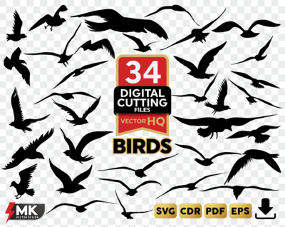 BIRDS SVG, Silhouette clipart, CDR, PDF, EPS, Vector