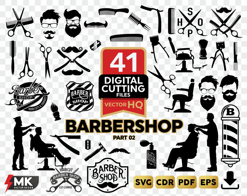 BARBERSHOP #02 SVG, Silhouette clipart, CDR, PDF, EPS, Vector
