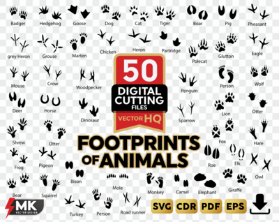 Footprints Animals SVG Silhouette Clipart Vector