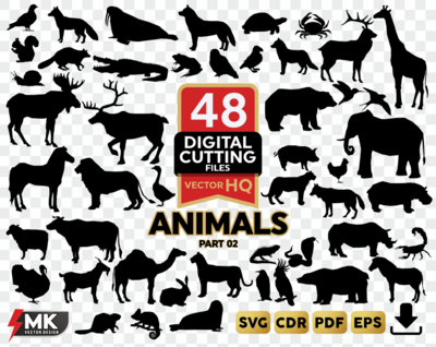ANIMALS Bundle #02 SVG, Silhouette clipart, CDR, PDF, EPS, Vector
