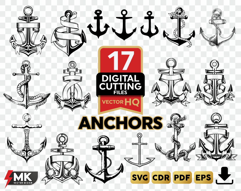 ANCHORS SVG, Silhouette clipart, CDR, PDF, EPS, Vector