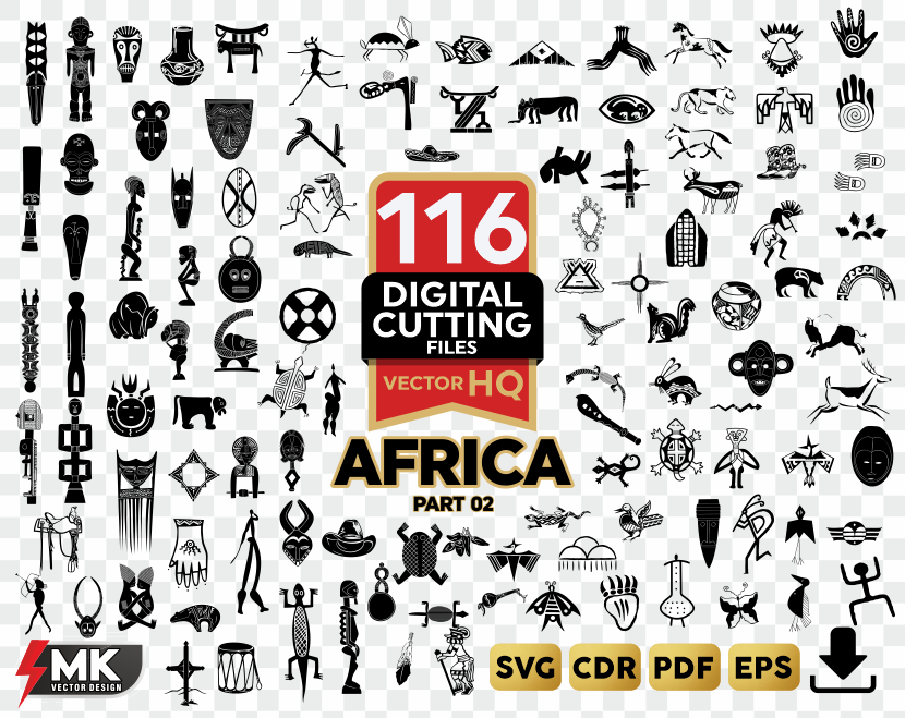 AFRICAN SYMBOLS #02 SVG, Silhouette clipart, CDR, PDF, EPS, Vector