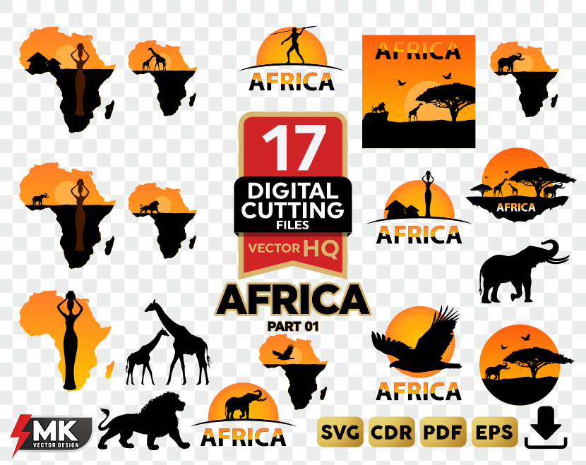 AFRICAN SYMBOLS #01 Bundle SVG, Silhouette clipart, CDR, PDF, EPS, Vector