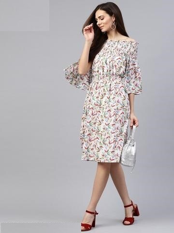 Women&#39;s Tropical Printed Bardot Dress