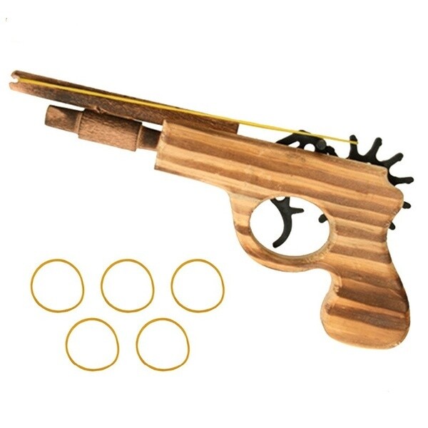 Wooden Rubber Band Gun Children&#39;S Manual Pistol Gun Toy Revolver Kids Fun Outdoor