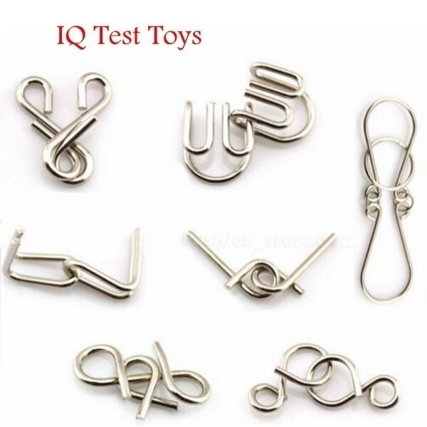 7 Set Brain Teaser Metal IQ Puzzle Ring Test Mind Game Child Magic
