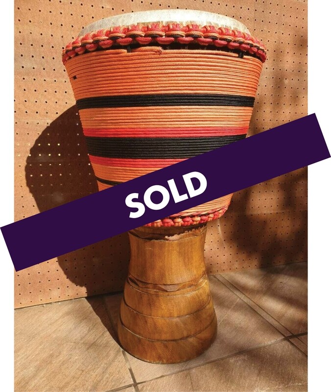 Ivory Coast Djembe Drum 13&quot; - Orange Black Wrap