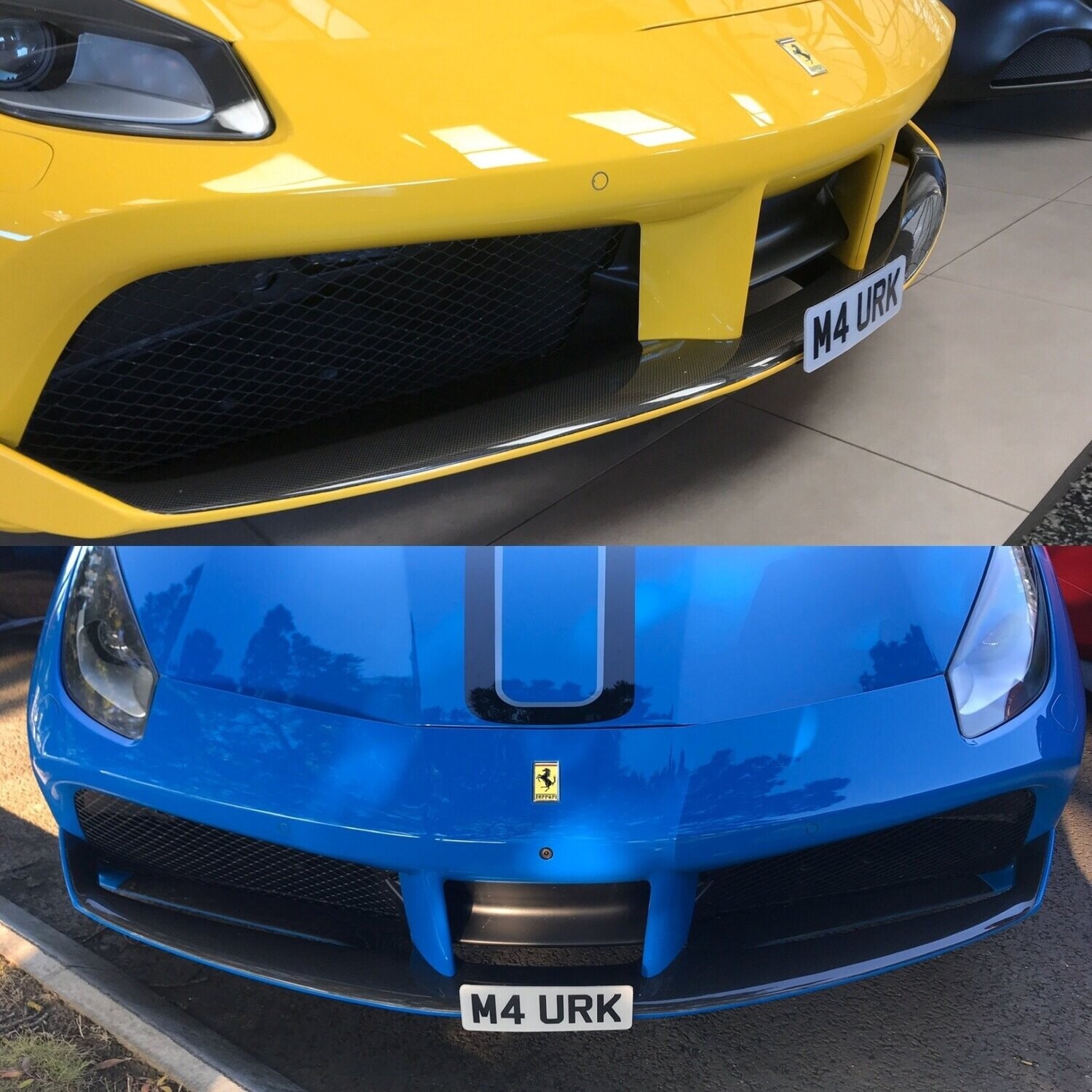 Ferrari 488 front license mount  bracket  holder  frame  clamp  support  no drilling  no drill  no holes  quick release  detachable  tag  number  Registration  Spider  GTB  sprung