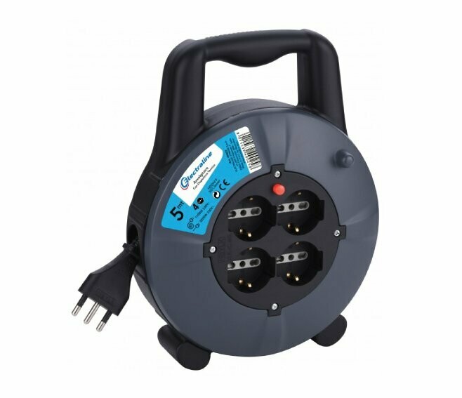 ELECTRALINE - PROLUNGA 5 METRI CON AVVOLGICAVO CON DISGIUNTORE 16A 4 POSTI