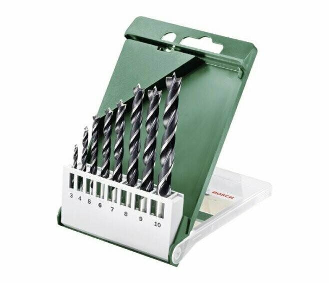 BOSCH - KIT PUNTE ELICOIDALI DA LEGNO 8 PEZZI 3 - 4 - 5 - 6 - 7 - 8 - 9- 10 MM.