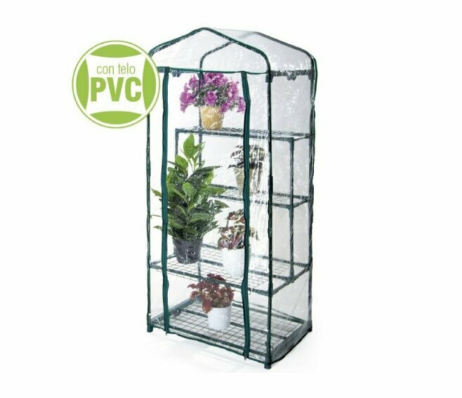 VERDELOOK - SERRA A 2+2 RIPIANI E TELO IN PVC TRASPARENTE CON APERTURA A CERNIERA, 69X49X157 CM, SERRA DA GIARDINO E BALCONE, PER PROTEZIONE PIANTE, PER GIARDINAGGIO, IN METALLO VERNICIATO VERDELOOK - SERRA A 2+2 RIPIANI E TELO IN PVC TRASPARENTE CON APERTURA A CERNIERA, 69X49X157 CM, SERRA DA GIARDINO E BALCONE, PER PROTEZIONE PIANTE, PER GIARDINAGGIO, IN METALLO VERNICIATO