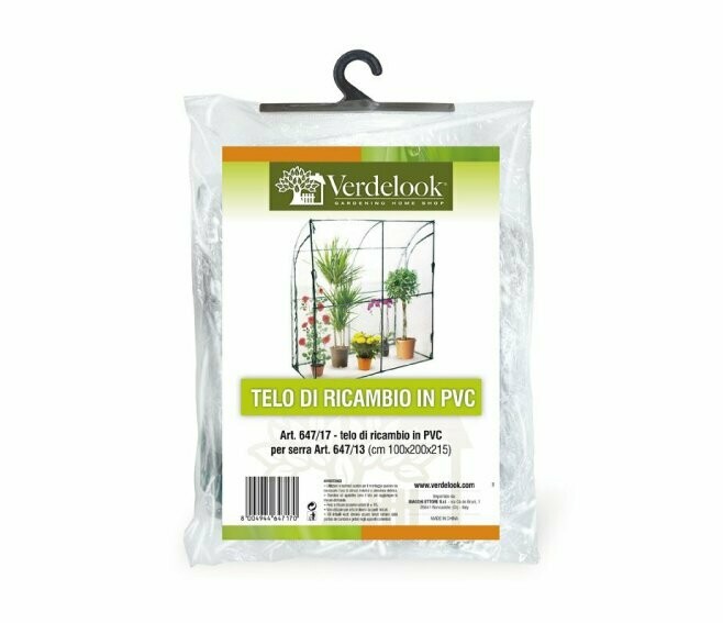 VERDELOOK - TELO DI RICAMBIO IN PVC TRASPARENTE PER SERRA DA PARETE CODICE 647/13, RESISTENTE, PROTEZIONE PIANTE, APERTURA FRONTALE CON CERNIERA 100X200X210 CM VERDELOOK - TELO DI RICAMBIO IN PVC TRASPARENTE PER SERRA DA PARETE CODICE 647/13, RESISTENTE, PROTEZIONE PIANTE, APERTURA FRONTALE CON CERNIERA 100X200X210 CM
