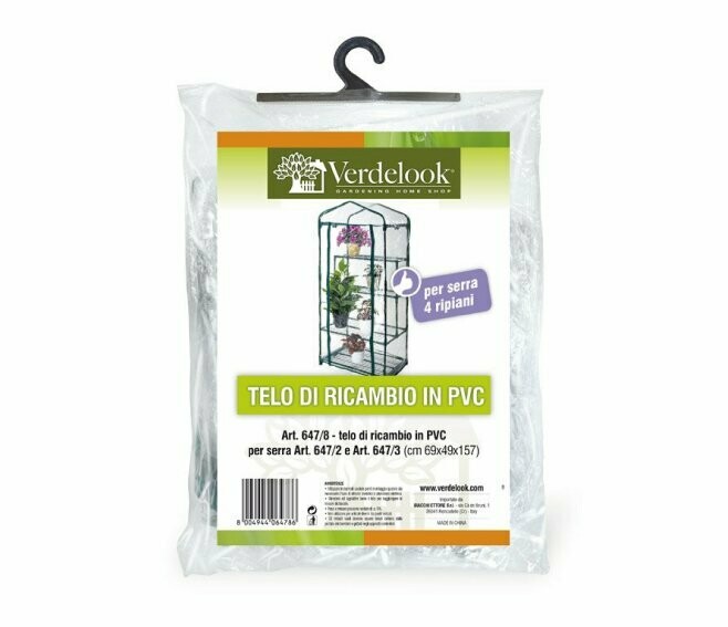 VERDELOOK - TELO DI RICAMBIO IN PVC TRASPARENTE PER SERRE COD: 647/2, 647/6 E 647/3, RESISTENTE, PROTEZIONE PIANTE, APERTURA FRONTALE CON CERNIERA, PER SERRE A 4 RIPIANI, 69X49X157 CM VERDELOOK - TELO DI RICAMBIO IN PVC TRASPARENTE PER SERRE COD: 647/2, 647/6 E 647/3, RESISTENTE, PROTEZIONE PIANTE, APERTURA FRONTALE CON CERNIERA, PER SERRE A 4 RIPIANI, 69X49X157 CM