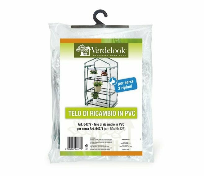 VERDELOOK - TELO DI RICAMBIO IN PVC TRASPARENTE PER SERRE COD: 647/1 E 647/65, RESISTENTE, PROTEZIONE PIANTE, APERTURA FRONTALE CON CERNIERA, PER SERRE A 3 RIPIANI, 69X49X125 CM VERDELOOK - TELO DI RICAMBIO IN PVC TRASPARENTE PER SERRE COD: 647/1 E 647/65, RESISTENTE, PROTEZIONE PIANTE, APERTURA FRONTALE CON CERNIERA, PER SERRE A 3 RIPIANI, 69X49X125 CM